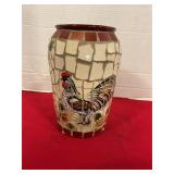 Mosaic rooster vase 9ï¿½ tall