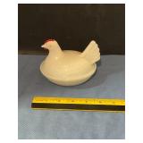 Milk glass hen in nest