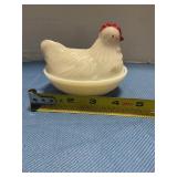 Vintage milk glass Hen on nest