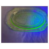 Uranium green depression glass pattern platter