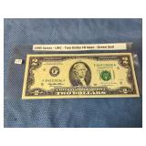 1976 UNC Two Dollar FR Note Green Seal