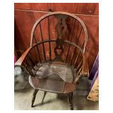 Wood chair w/ crack in woven seat