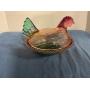 Vintage Indian glass iridescent hen on nest