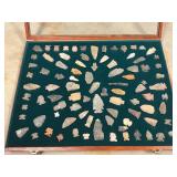 Native American Arrowheads in Display case w/ key