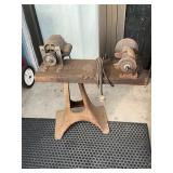 Belt driven bench grinder