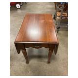 Wood drop leaf side table with drawer