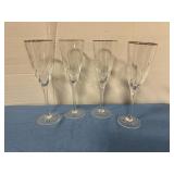 4 Crystal Champagne flutes
