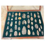 Native American Arrowheads in Display case w/ key