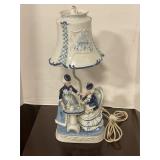 Blue/white porcelain tea party boudoir lamp 17.5ï¿½