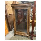 Storage cabinet with wood shelves