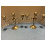 2 Sterling silver weighted candelabra