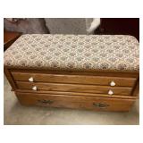 Cedar bench chest with padded top & drawer