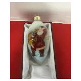 Windy Winter Santa glass ornament