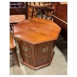 Octagon shaped side table with storage