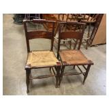 Wood with cane seats chairs