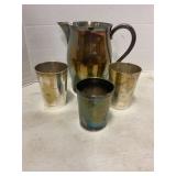 Silver plate water picture with cups