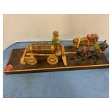 Vintage Black Forest wooden beer wagon music box