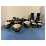 Japanese porcelain sake and tea set
