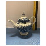 Blue ï¿½Coaching Sceneï¿½ Teapot