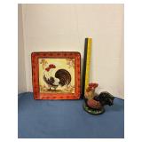 Rooster knife holder & plate