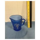 Vintage cobalt blue glass Shirley Temple Pitcher