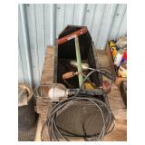 Wooden tool box with assorted tools