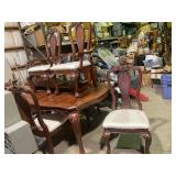 Dining table 6 upholstered, chairs w/ 2leaves