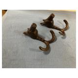 2Cast Iron Horse Head Wall Hooks
