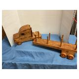 Handcrafted wooden semi toy