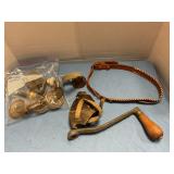 Vintage wheels, bell & hand crank
