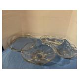 Glass pie pan, serving bowls & divided platter