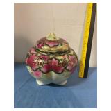 Porcelain hand-painted lidded jar