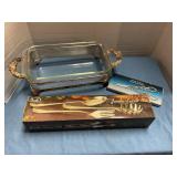 Silver-pkated serving set & casserole dish