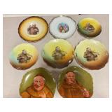 Antique monk pottery decoration plates