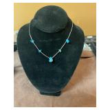 Silver and turquoise rock necklace