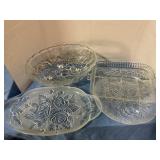 Clear fruit bowl & serving platters