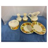 Vintage Vernon salt/pepper, cream/sugar,saucers