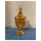 Vintage marigold glass pedestal candy dish