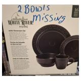 WHITE RIVER HOME DINNERWARE SET-2 BOWLS MISSING