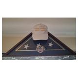 AMERICAN FLAG DISPLAY AND MAGA HAT AMERICAN FLAG DISPLAY AND MAGA HAT