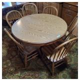 OAK DINING TABLE AND 6 CHAIRS WITH LEAF OAK DINING TABLE AND 6 CHAIRS WITH LEAF