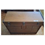 OAK MACHINIST BOX AND CONTENTS, HAND TOOLS, MISC OAK MACHINIST BOX AND CONTENTS, HAND TOOLS, MISC