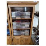 OAK LIBRARY TOP CABINET AND CONTENTS, CDS ASSORTED OAK LIBRARY TOP CABINET AND CONTENTS, CDS ASSORTED
