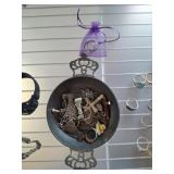 ASSORTED JEWELRY IN BOWL, NECKLACE MARKED 925 ASSORTED JEWELRY IN BOWL, NECKLACE MARKED 925
