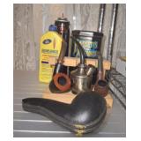 SMOKE STAND AND ASSORTED PIPES AND ACCESSORIES SMOKE STAND AND ASSORTED PIPES AND ACCESSORIES