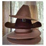4 PC FELT HATS, CARSON, EMPIRE, MISC 4 PC FELT HATS, CARSON, EMPIRE, MISC