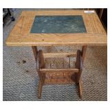OAK WITH MARBLE INLAY SIDE TABLE OAK WITH MARBLE INLAY SIDE TABLE