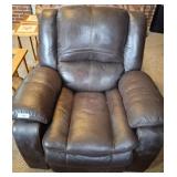 LEATHER STYLE RECLINER, SHOWS WEAR LEATHER STYLE RECLINER, SHOWS WEAR