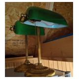 PAIR OF GREEN SHADE DESK LAMPS PAIR OF GREEN SHADE DESK LAMPS