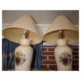 PAIR OF CERAMIC FLORAL LAMPS 24IN PAIR OF CERAMIC FLORAL LAMPS 24IN